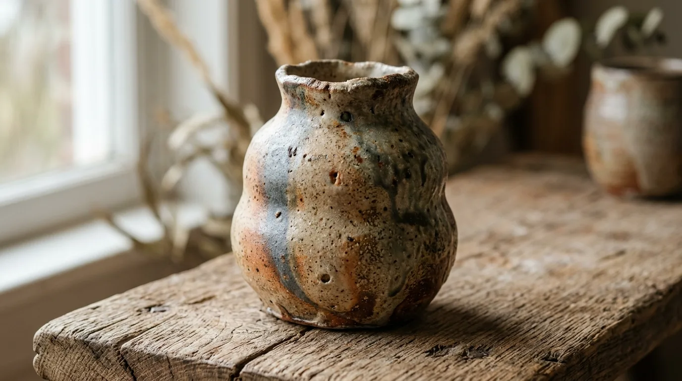 Let handmade pottery be a focal detail inspiration for a Wabi Sabi interior.